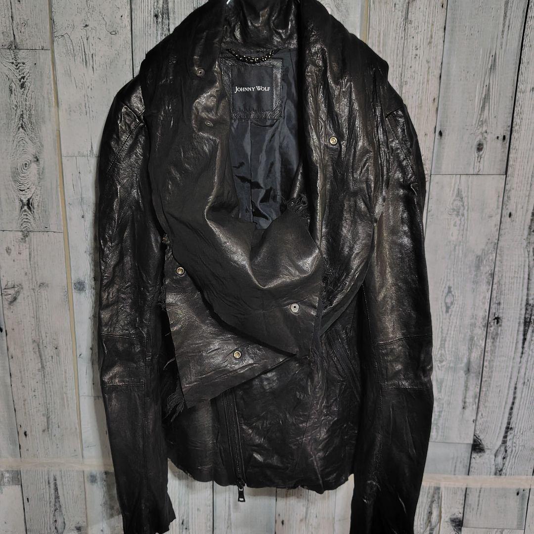 sandwich Johnny Wolf ドレープレザージャケット 変形襟