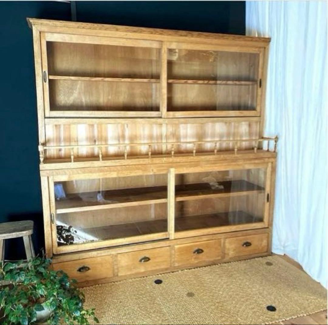 水屋箪笥　キッチン収納　食器棚　 収納棚　店舗什器　古家具　水屋家具　引き出し