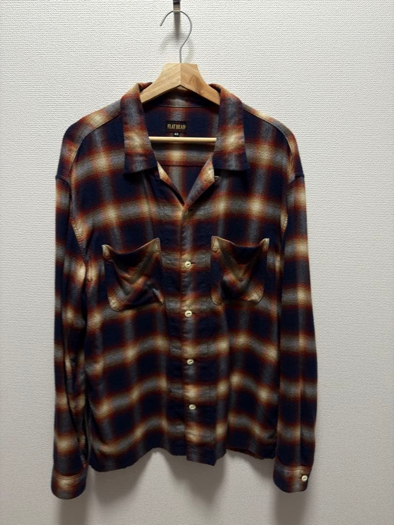 The Flat Head サイズ42 レーヨンオンブレ 開襟シャツ