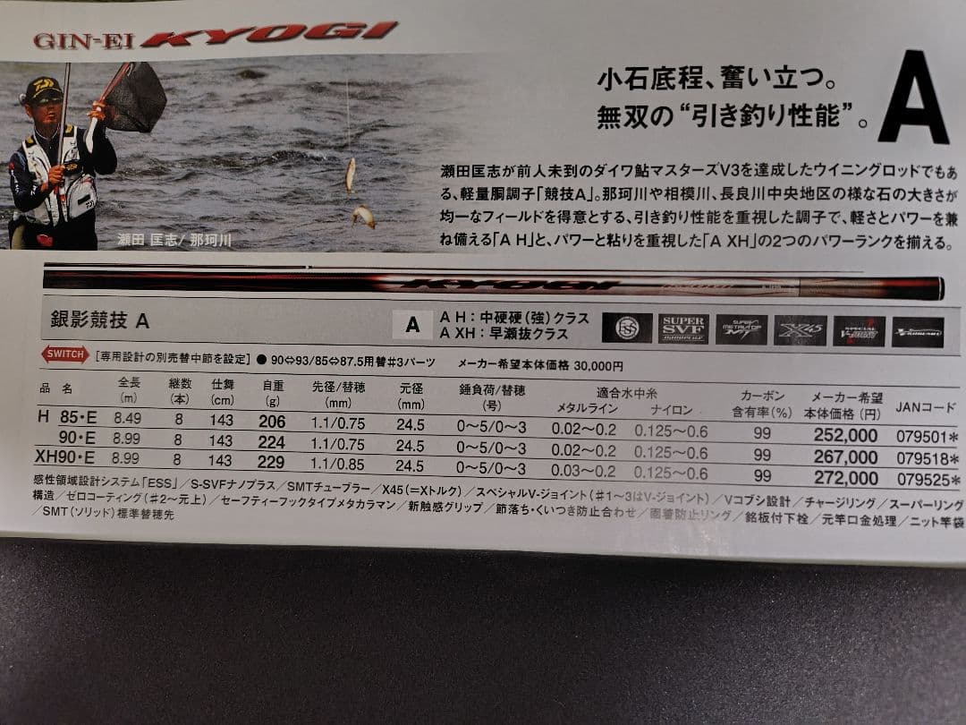 ダイワ　銀影競技　AH90・E　軽量胴調子　ソリッド穂先付属