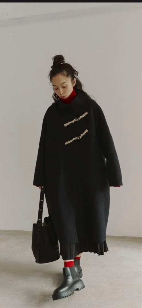 FASHIRU ダッフルウールロングコート　ネイビー