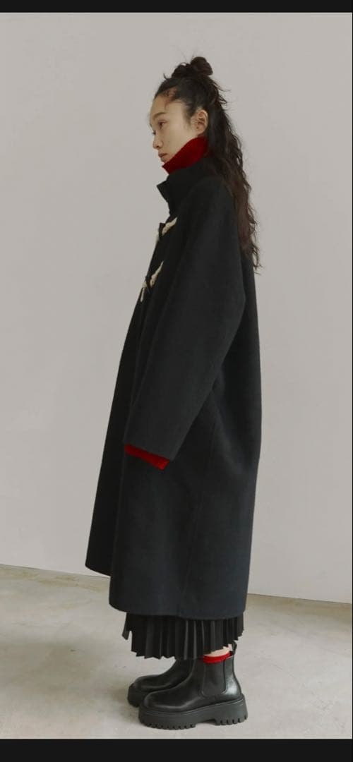 FASHIRU ダッフルウールロングコート　ネイビー