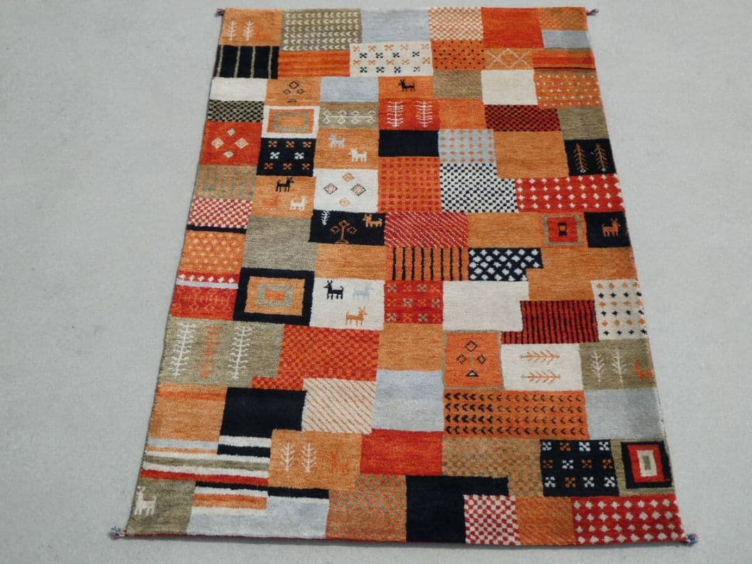 ⏰️タイムセール⏰️　ギャッベ　手織り　民族ギャッベ　ペルシャ絨毯　リビングラグ