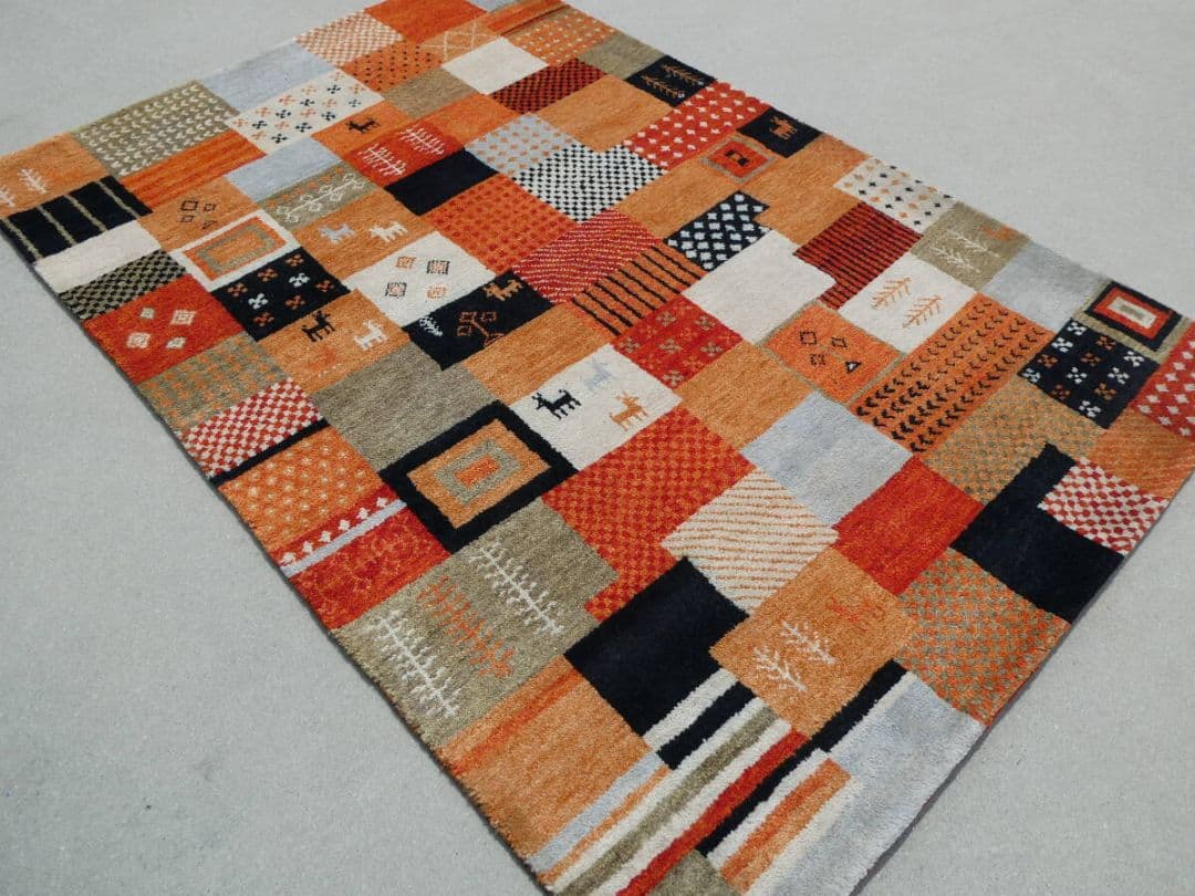 ⏰️タイムセール⏰️　ギャッベ　手織り　民族ギャッベ　ペルシャ絨毯　リビングラグ