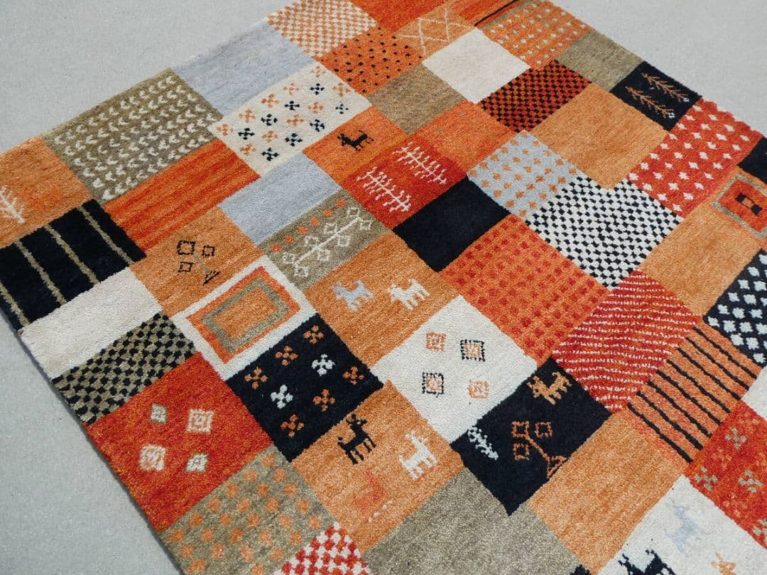 ⏰️タイムセール⏰️　ギャッベ　手織り　民族ギャッベ　ペルシャ絨毯　リビングラグ