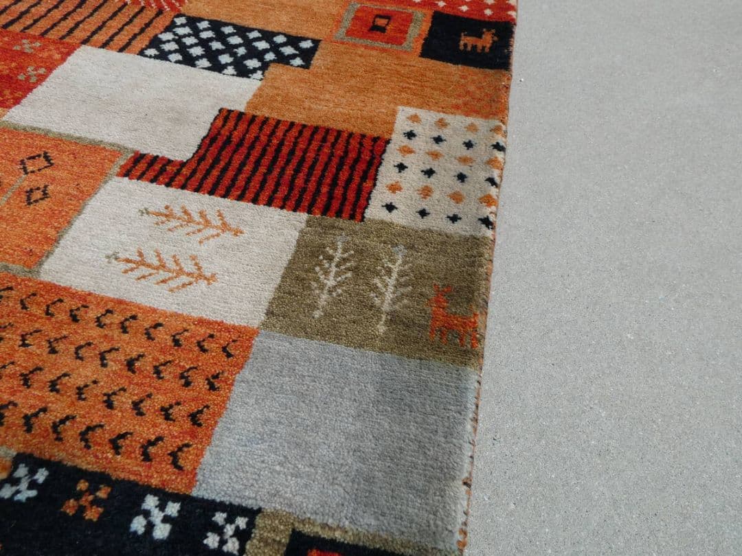 ⏰️タイムセール⏰️　ギャッベ　手織り　民族ギャッベ　ペルシャ絨毯　リビングラグ