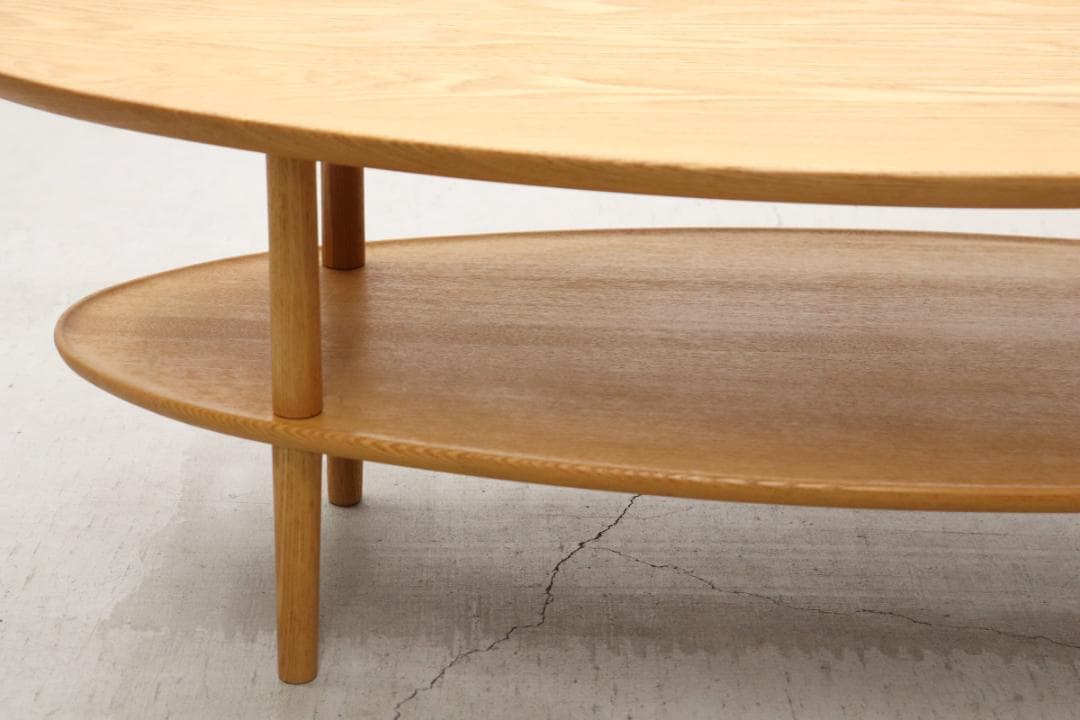 ヒラシマ ボルド オーク無垢材 オーバル センターテーブル ナチュラル