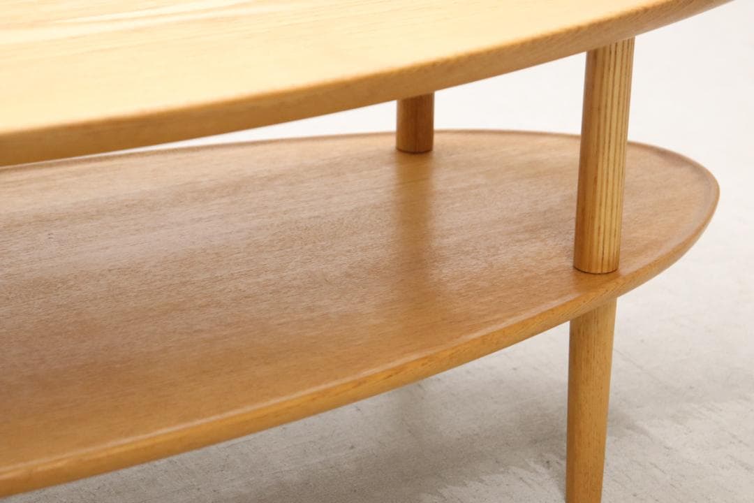 ヒラシマ ボルド オーク無垢材 オーバル センターテーブル ナチュラル