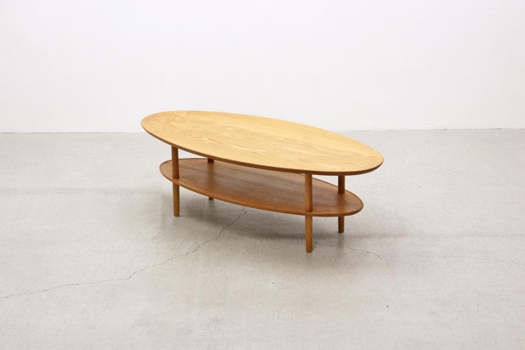 ヒラシマ ボルド オーク無垢材 オーバル センターテーブル ナチュラル