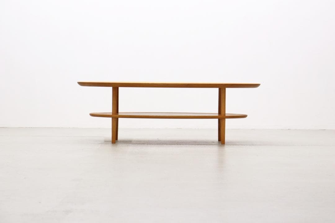 ヒラシマ ボルド オーク無垢材 オーバル センターテーブル ナチュラル