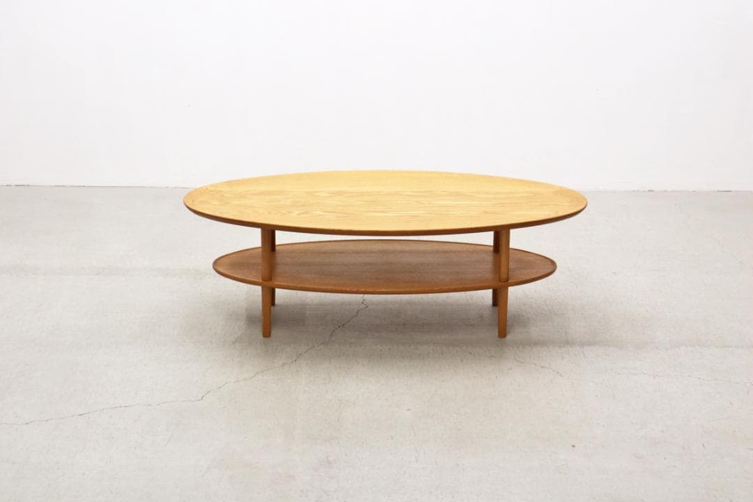 ヒラシマ ボルド オーク無垢材 オーバル センターテーブル ナチュラル