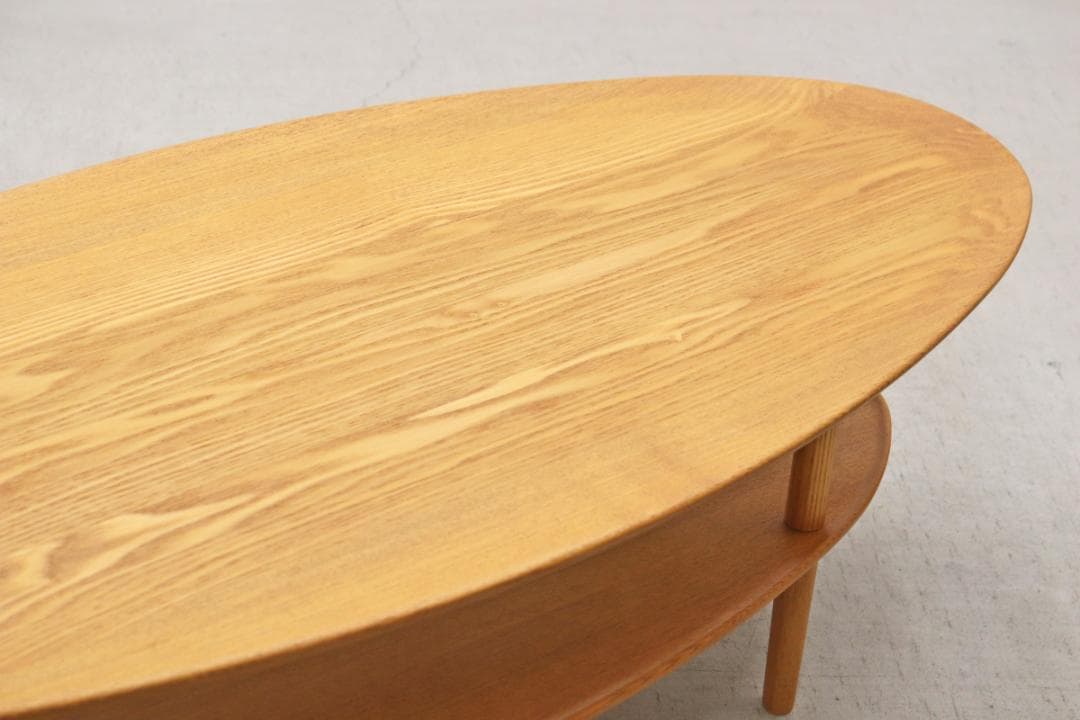 ヒラシマ ボルド オーク無垢材 オーバル センターテーブル ナチュラル