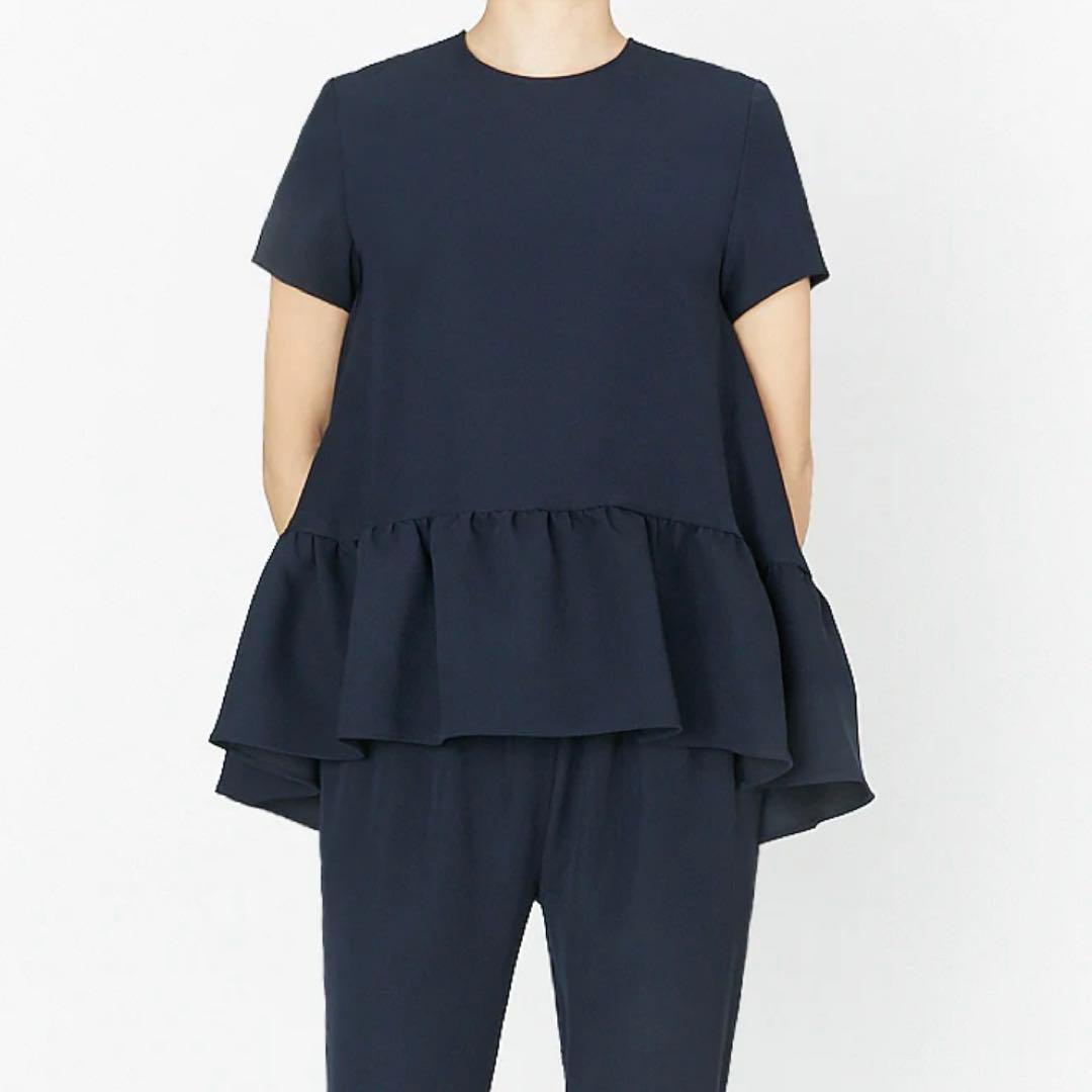 YOKOCHAN ハーフスリーブヘムギャザーブラウス