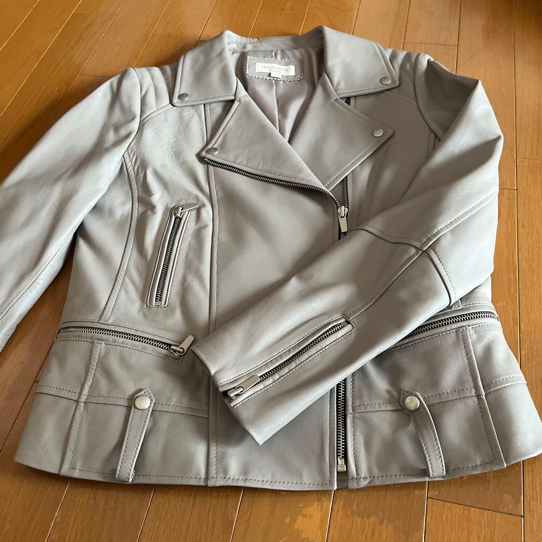 ♥️セール中　イタリア製　ライダースジャケット　羊革　モカベージュ　13号