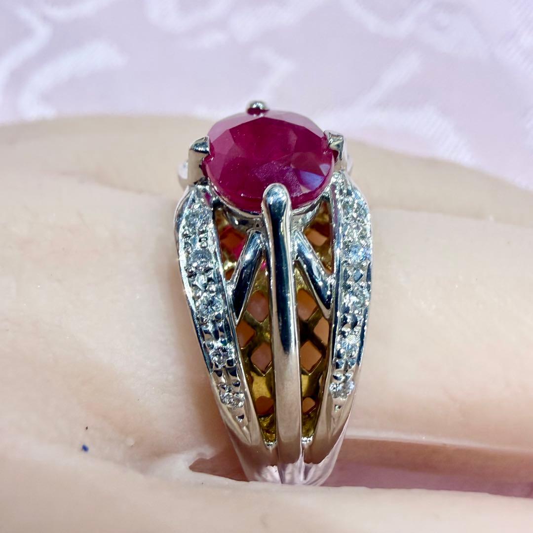 Pt900/K18 ルビー 2.12ct ダイヤモンド 0.20ct リング