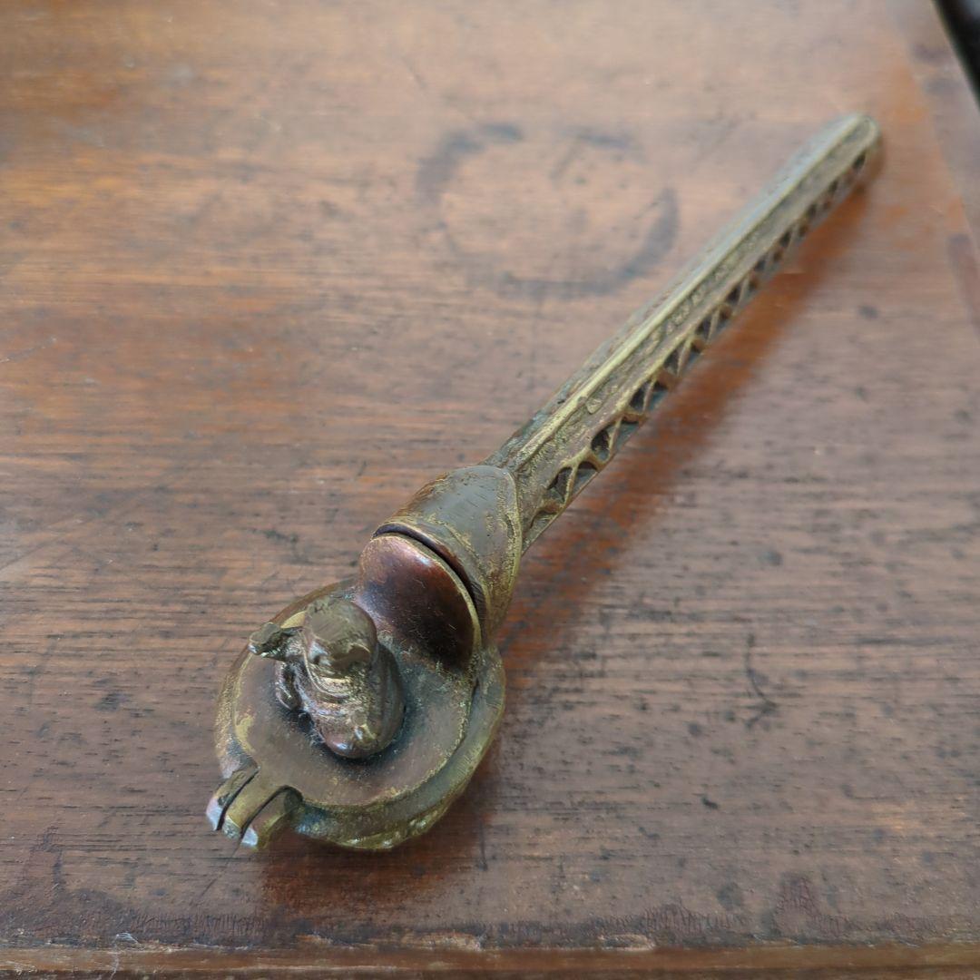 骨董　矢立て　唐子　金属　筆入れ　墨入れ　書道具　銅