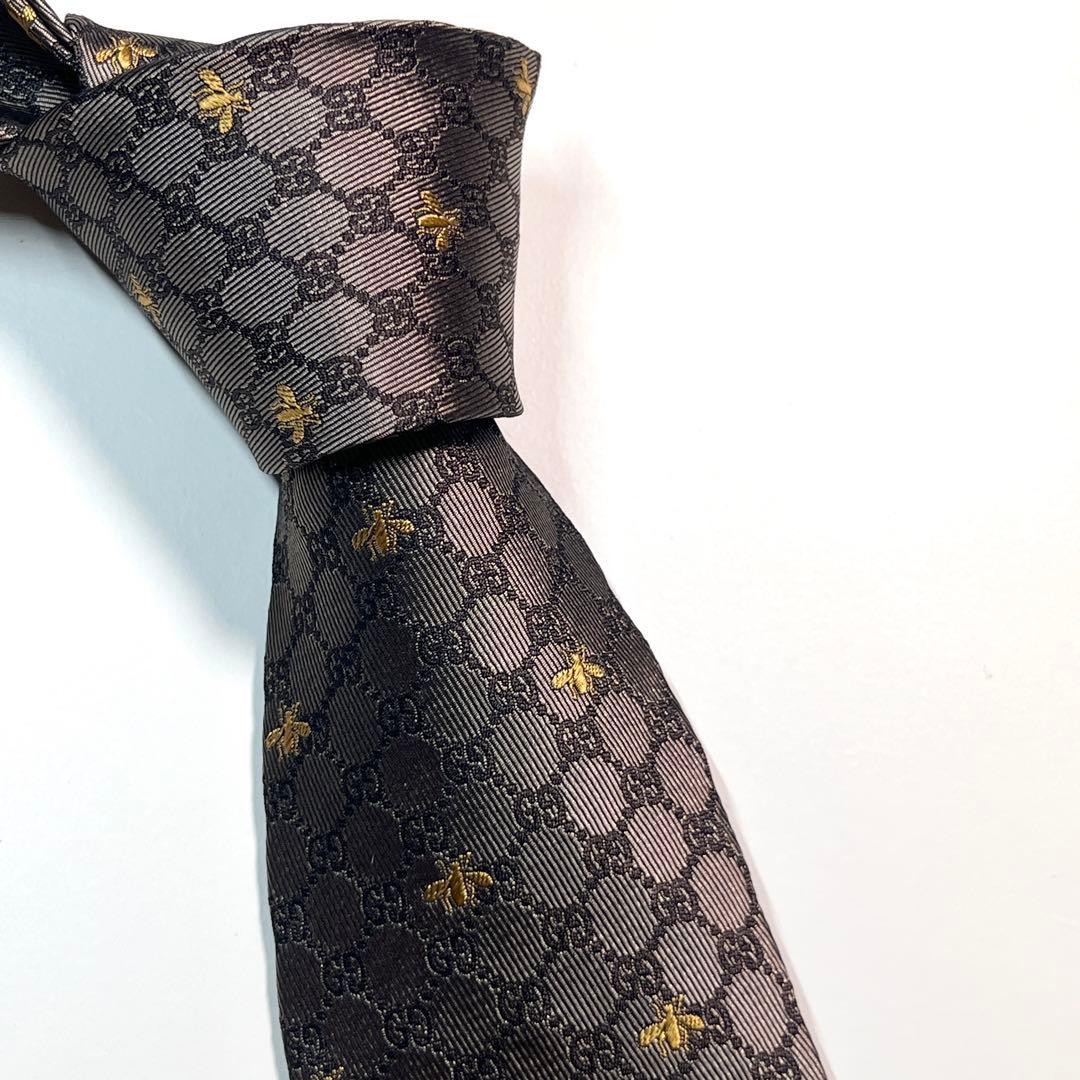 名作✨未使用✨GUCCI グッチ ネクタイ 高級シルク　GG柄　蜂　Bee