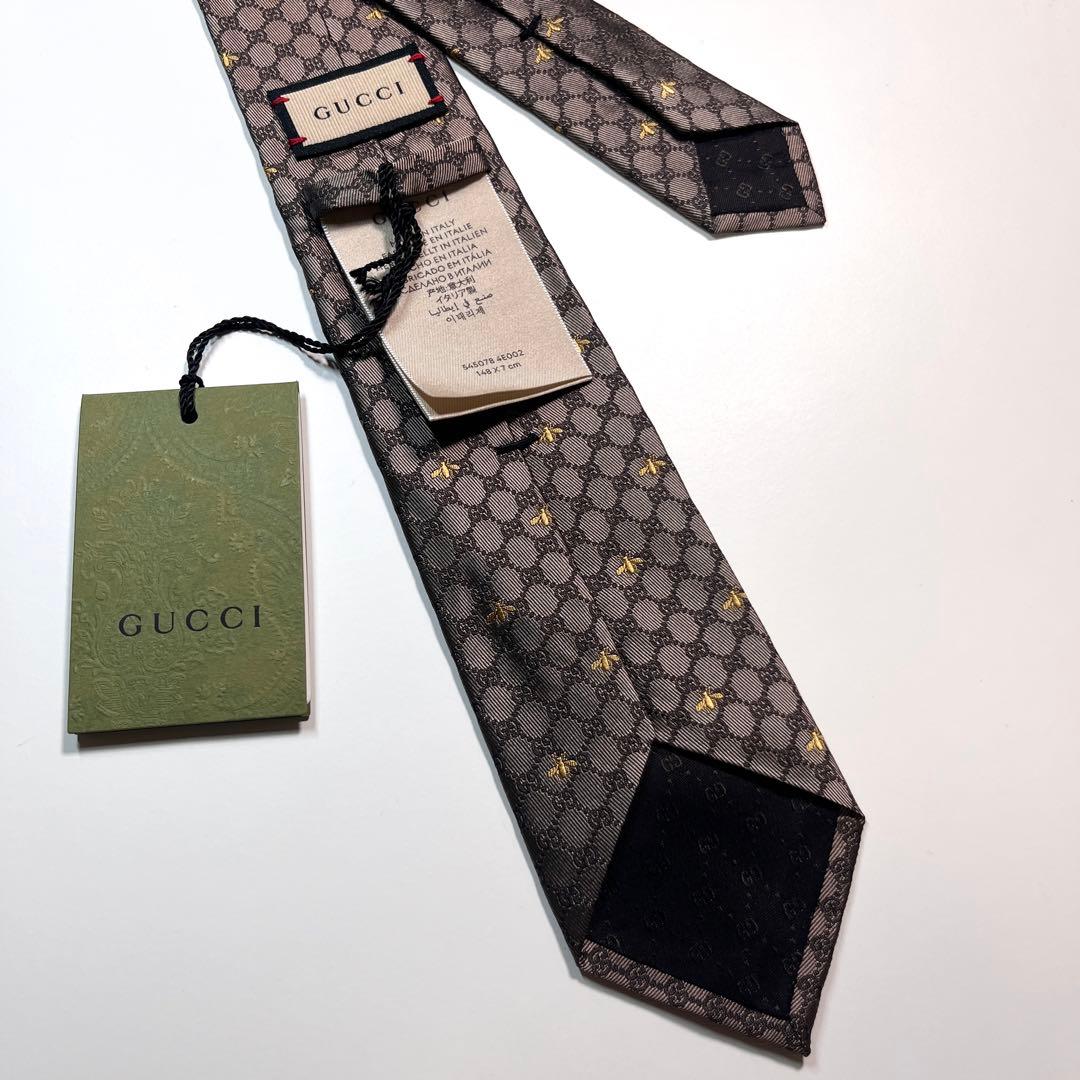 名作✨未使用✨GUCCI グッチ ネクタイ 高級シルク　GG柄　蜂　Bee