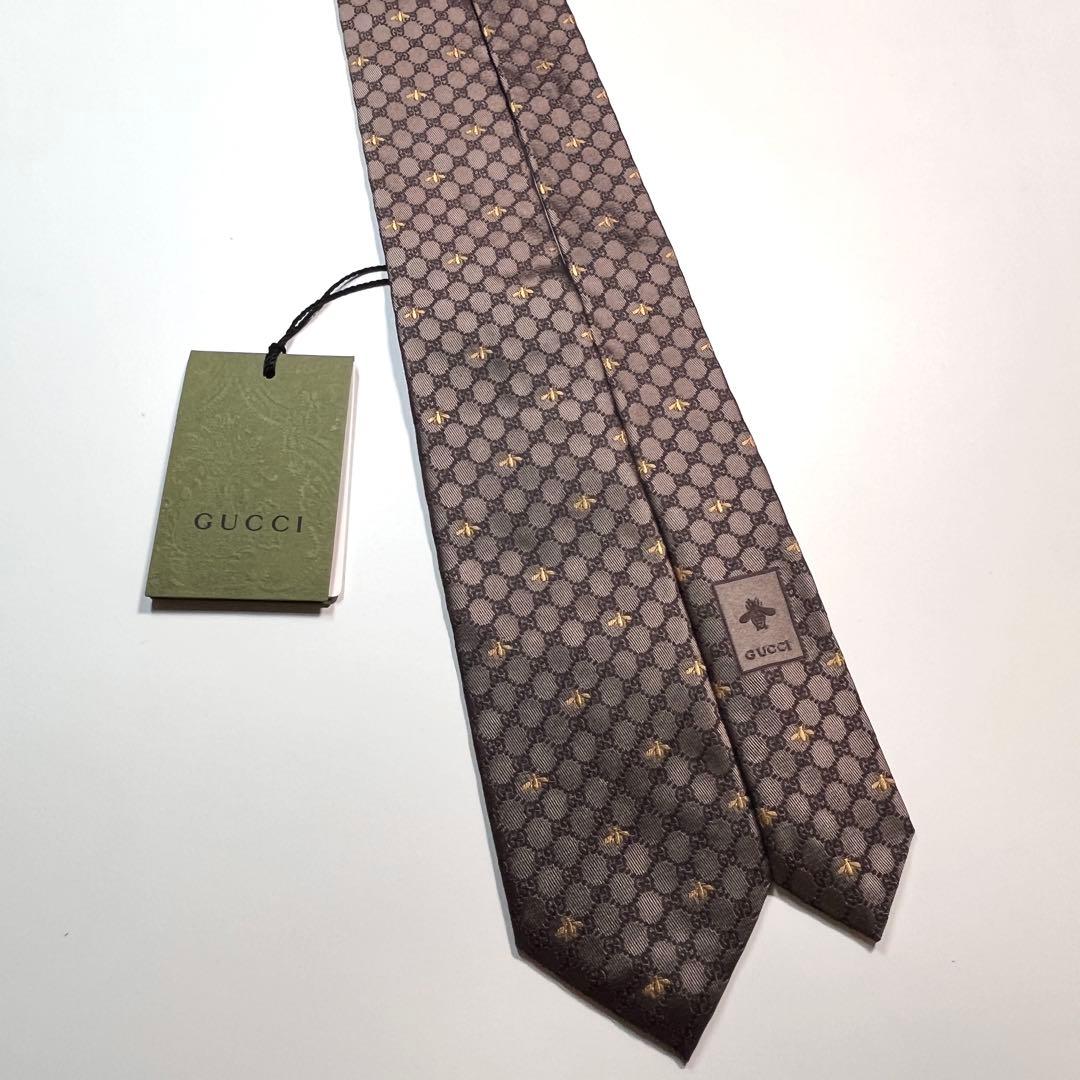 名作✨未使用✨GUCCI グッチ ネクタイ 高級シルク　GG柄　蜂　Bee