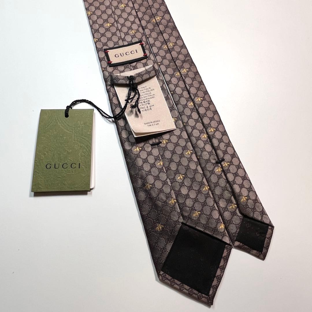 名作✨未使用✨GUCCI グッチ ネクタイ 高級シルク　GG柄　蜂　Bee