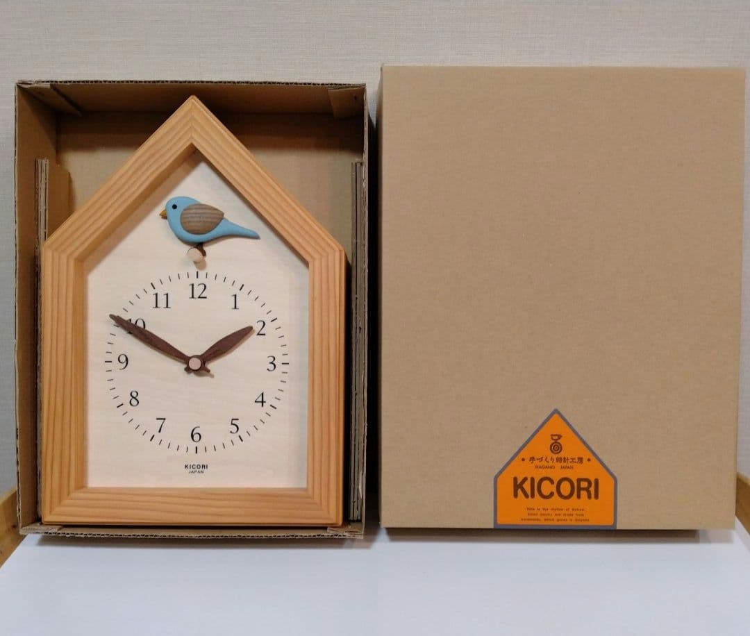 KICORI 北欧風壁掛け時計 青い鳥付き