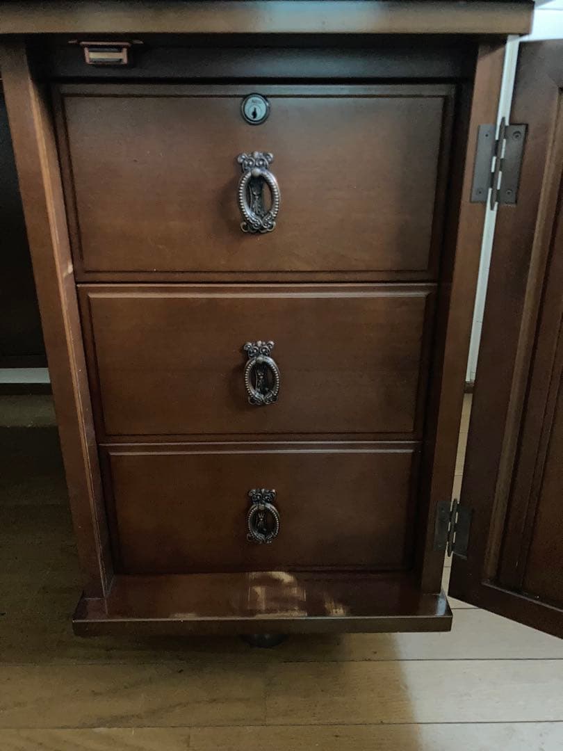 桜材　プレジデントデスク　社長デスク　アンティーク　ビンテージ　昭和レトロ