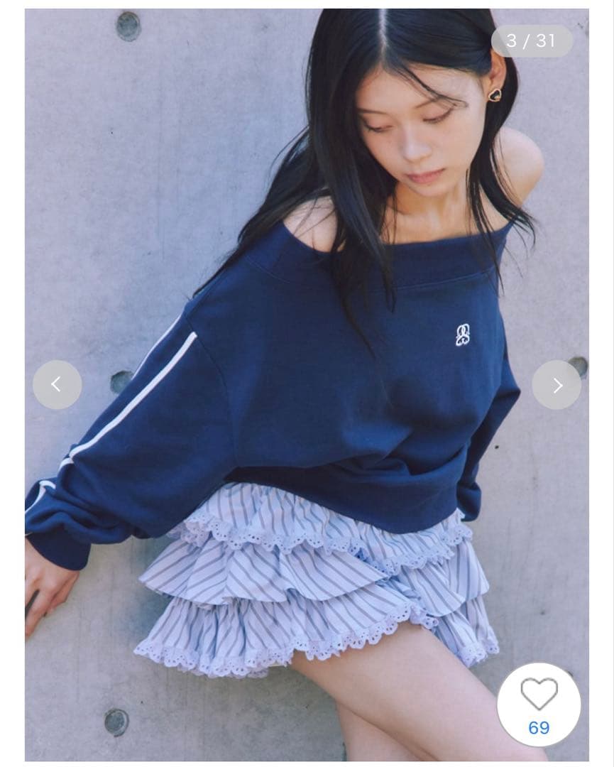 snidel ワンショルスウェットプルオーバー　ラッフルティアードスカショーパン