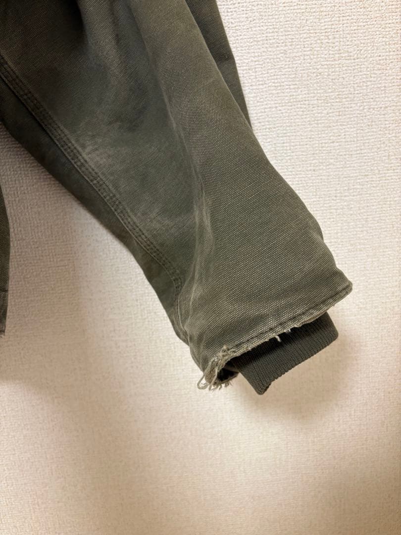 【希少最高カラー】カーハート　レザーロゴ　裏ボアダックジャケット　XL