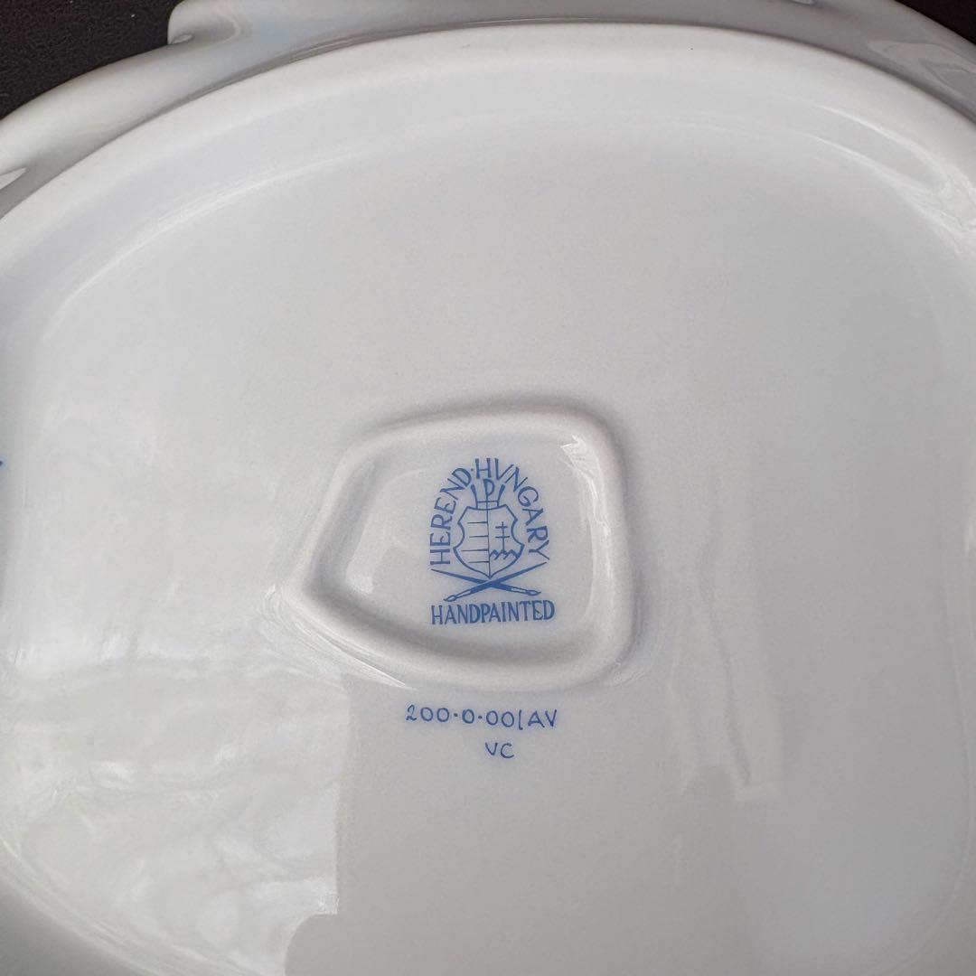 ヘレンド アポニーグリーン ハンドル付き リーフトレイ