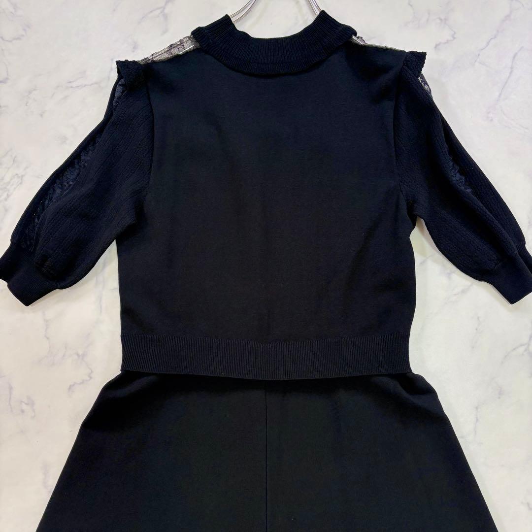 美品 VALENTINO 最高級 花柄レース×フレア 膝丈Aラインワンピース L