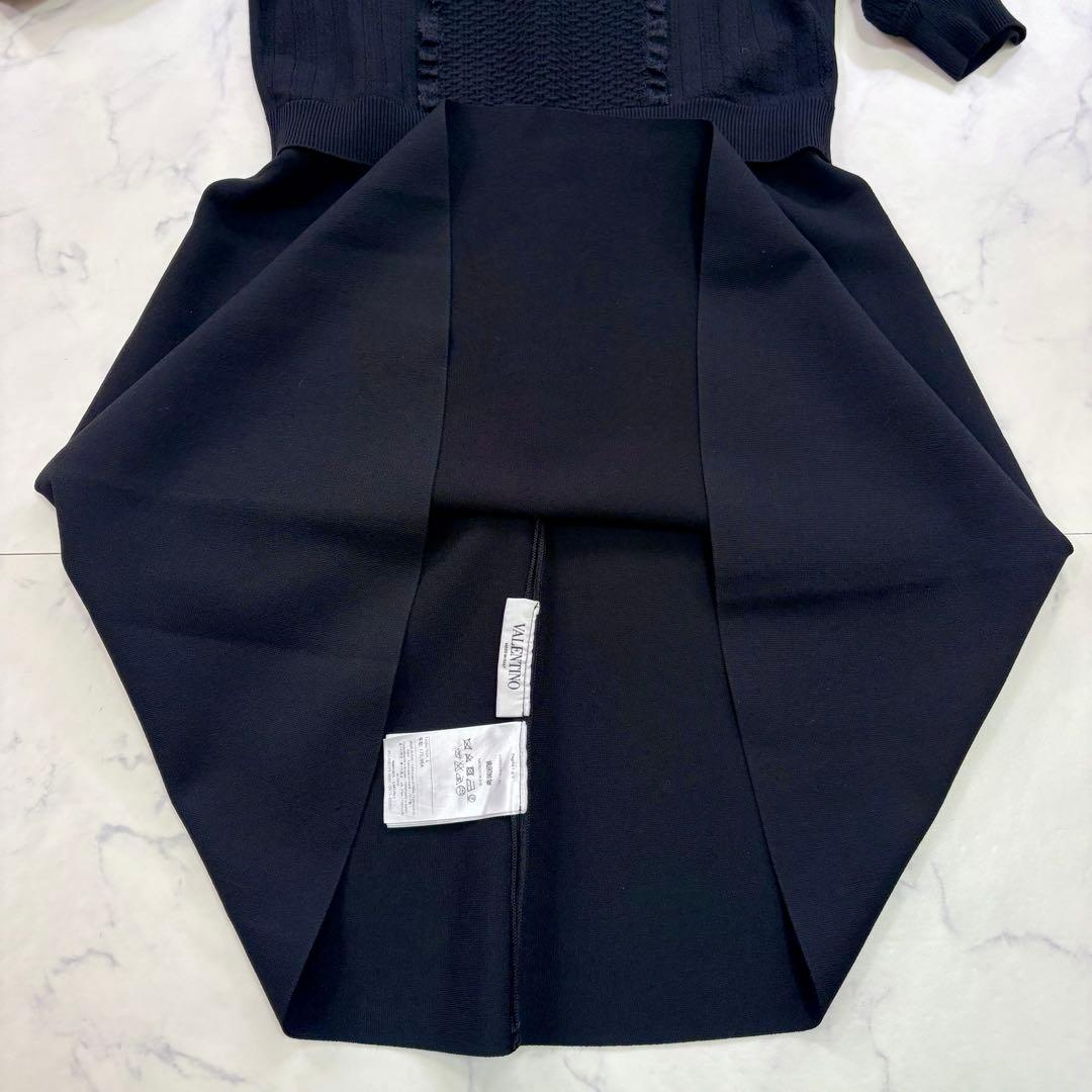 美品 VALENTINO 最高級 花柄レース×フレア 膝丈Aラインワンピース L