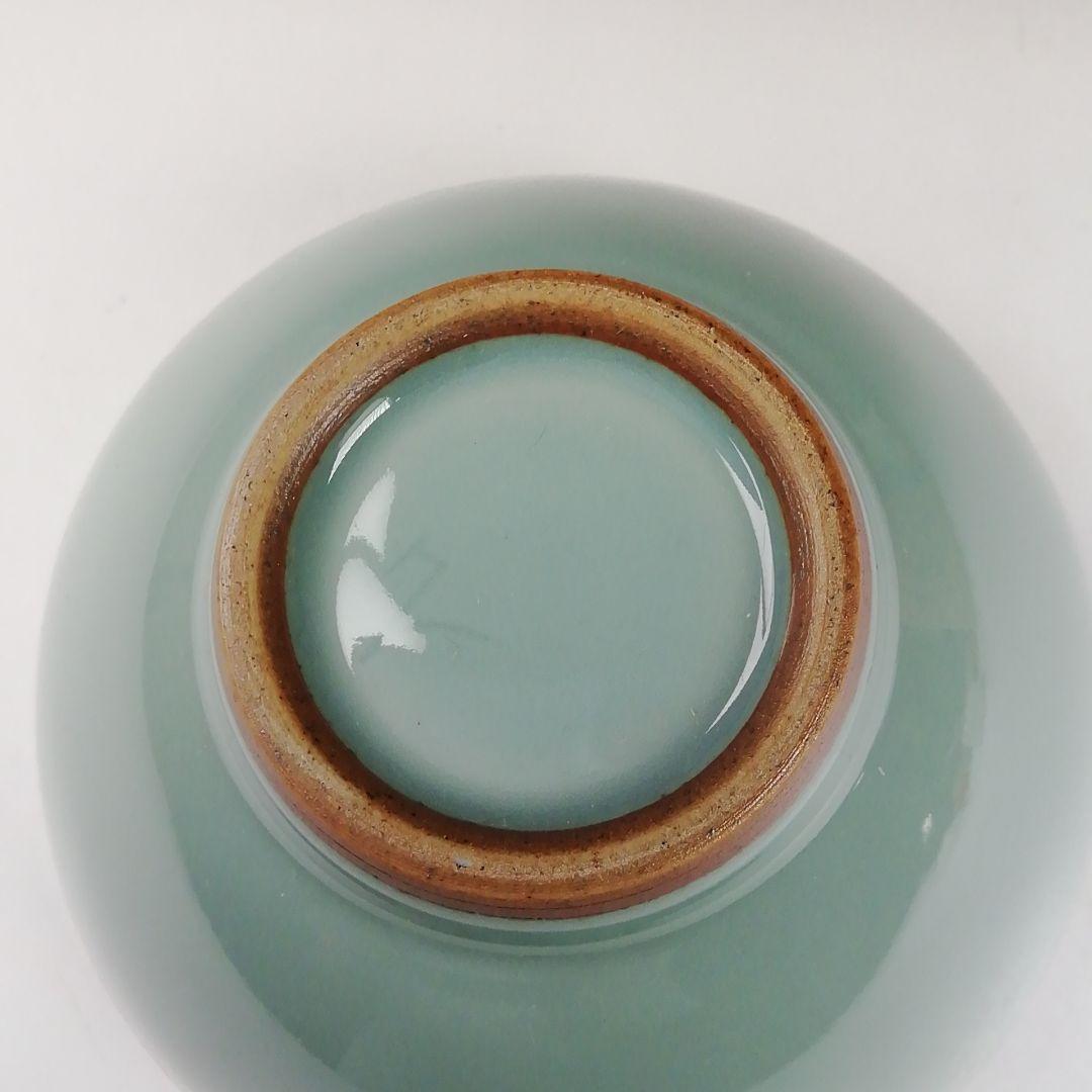 Ｔ３７５　茶碗　『青瓷　茶碗』『米沢久 造』　共箱　抹茶碗　茶道具