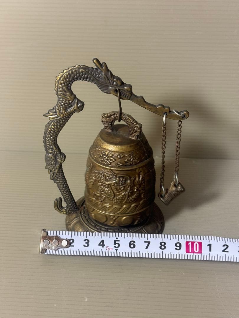 2404 中国骨董　銅器　龍鐘  吊り鐘　康熙年製銘　置物　時代物