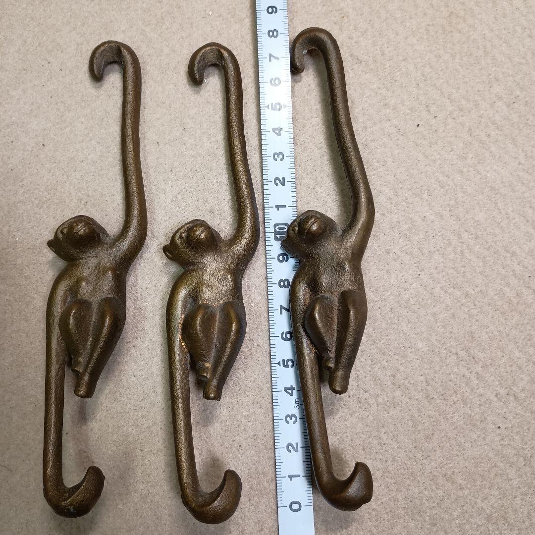 さるのてフック 真鍮製 　S字フック 3個セット