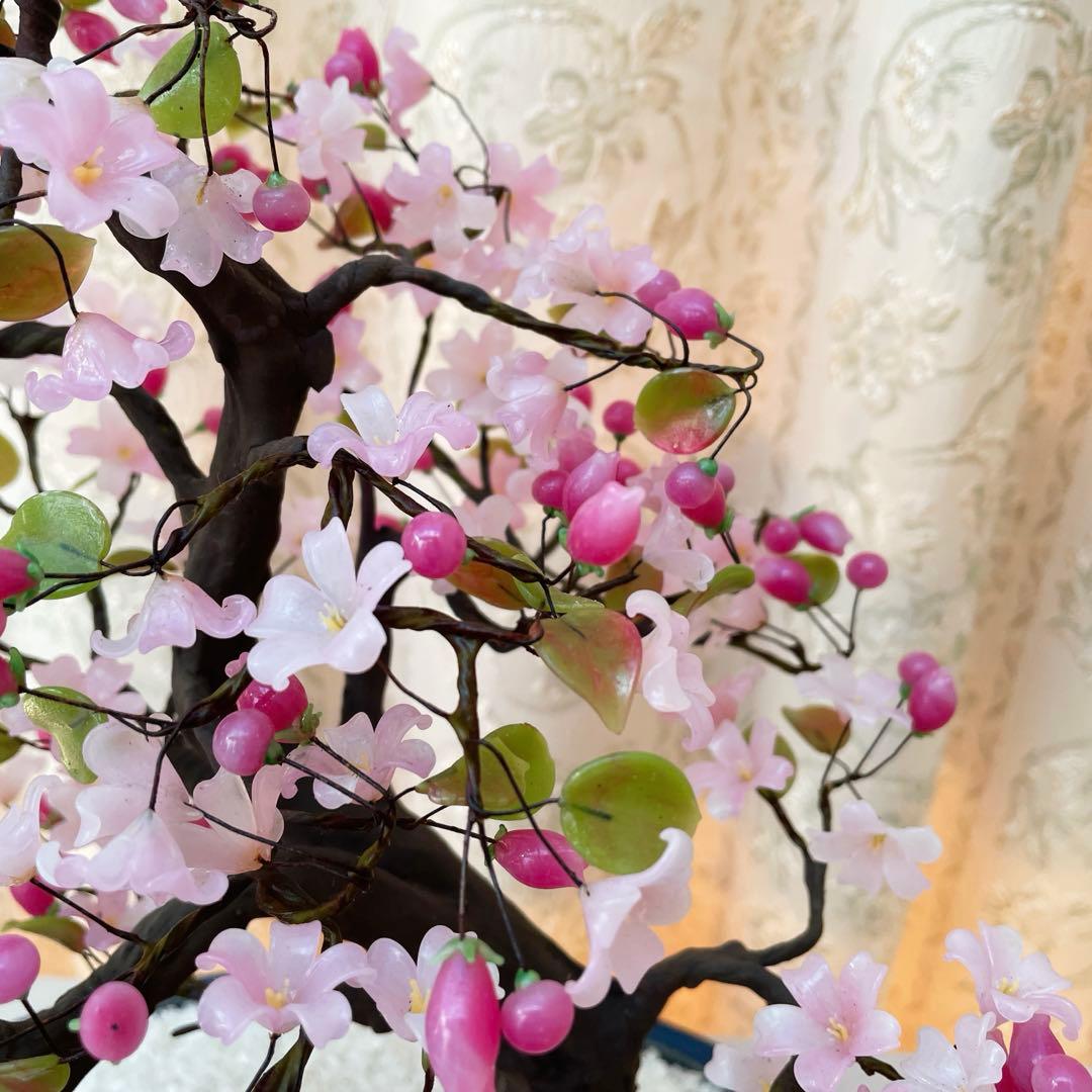 桜　ガラス細工　盆栽　造花　アートフラワー　ガラス花