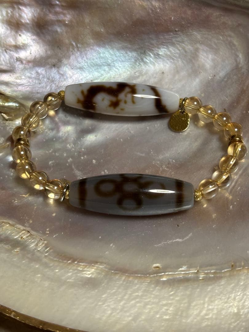 閃電五眼天珠　龍神天珠　白　ブレスレット