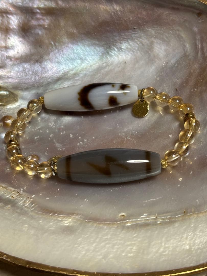 閃電五眼天珠　龍神天珠　白　ブレスレット