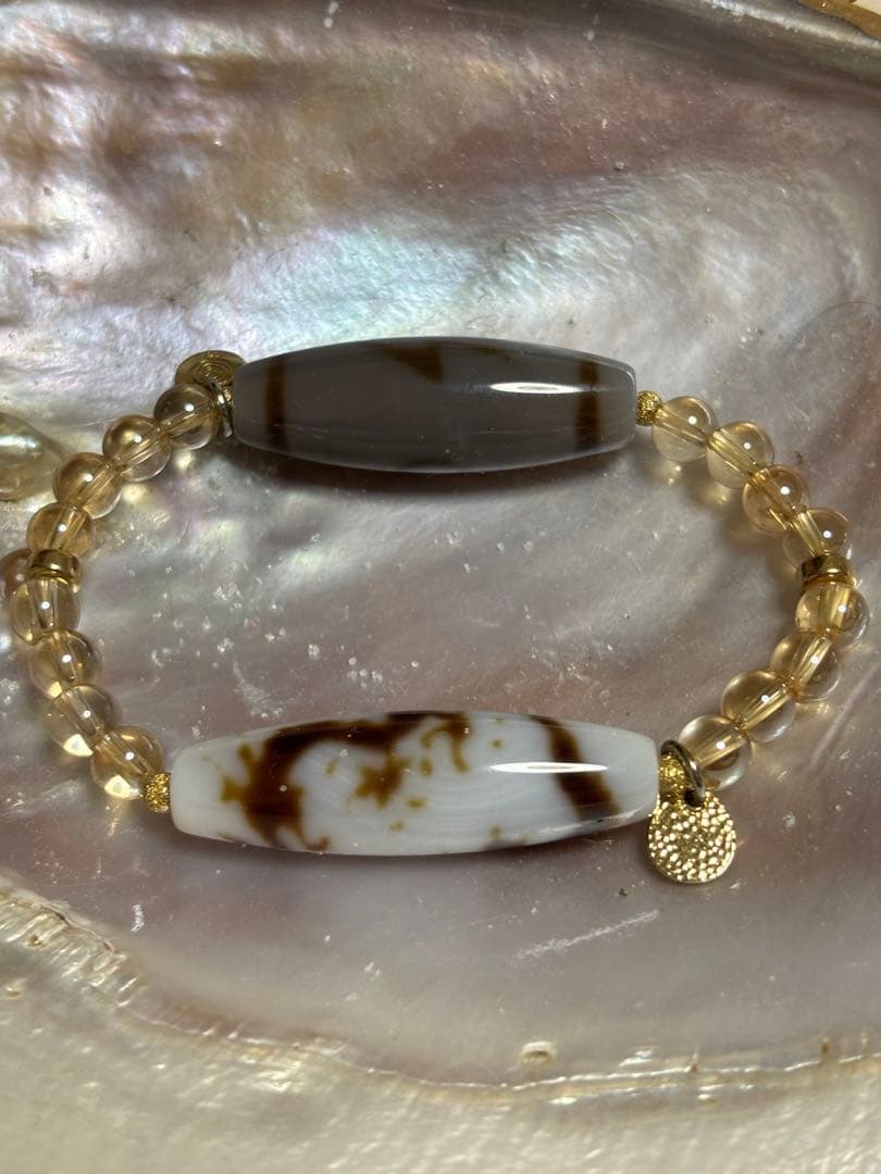 閃電五眼天珠　龍神天珠　白　ブレスレット