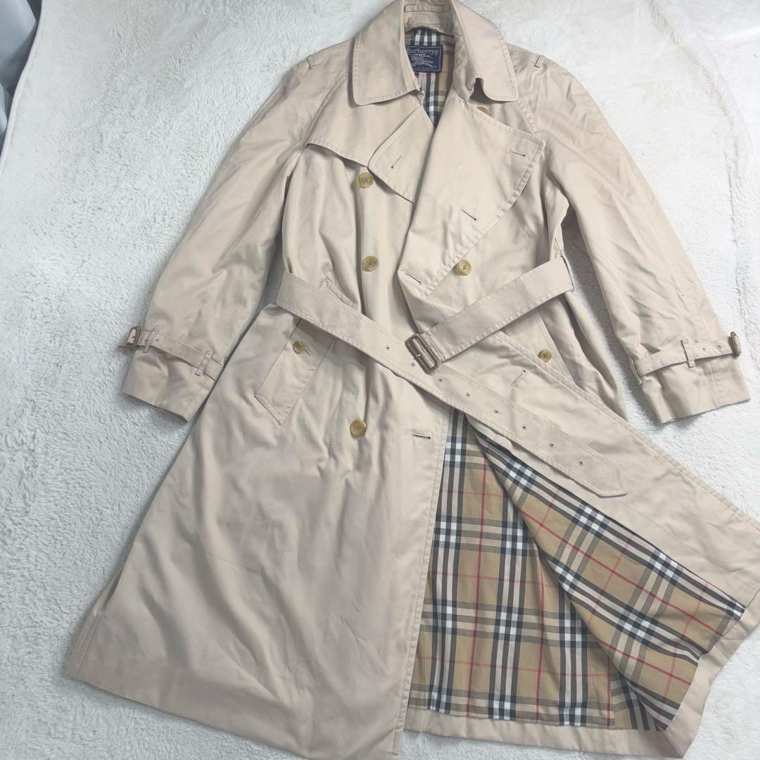バーバリー 英国製 ハニーベージュ トレンチコート ノバチェック 大きいサイズ