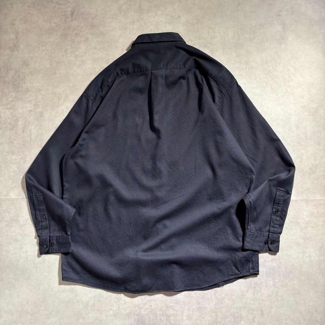 古着 90s 00s ペリーエリス ブラック シャツ 長袖 無地 ワッフル