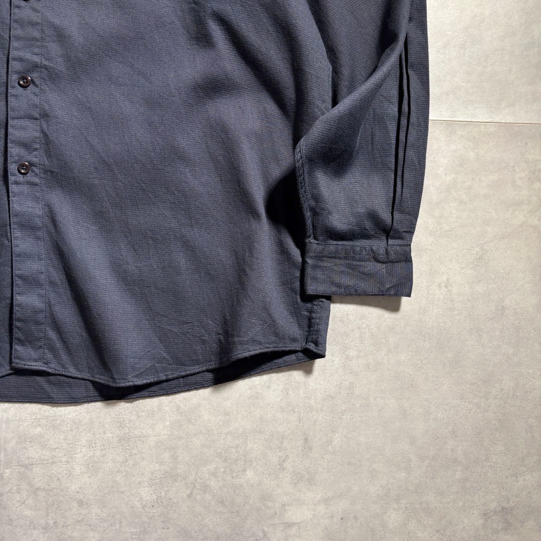 古着 90s 00s ペリーエリス ブラック シャツ 長袖 無地 ワッフル