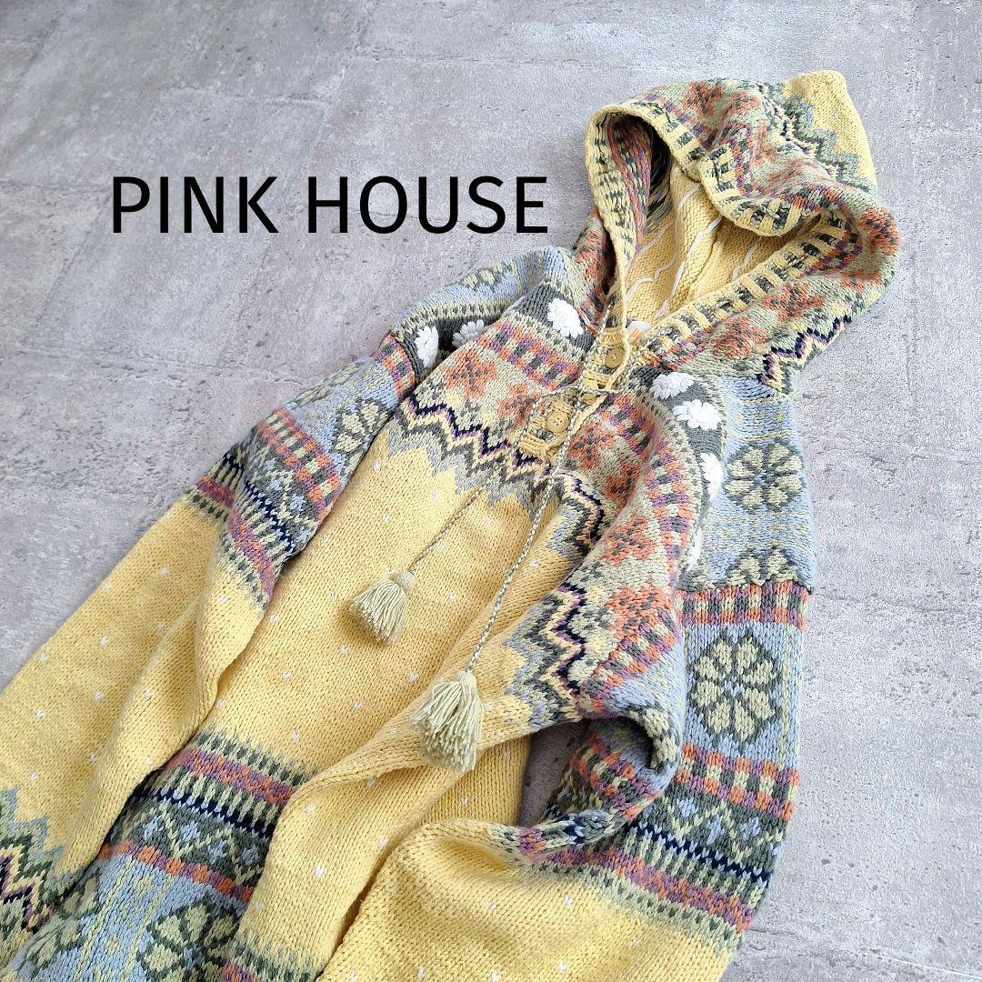 PINK HOUSE ピンクハウス フェアアイル柄 フーディー ニット 美品