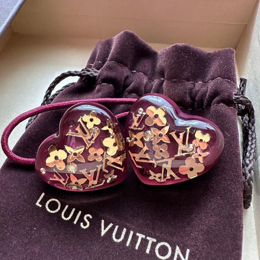 ルイヴィトン ヘアゴム ハート♡ボルドー ヴィトン