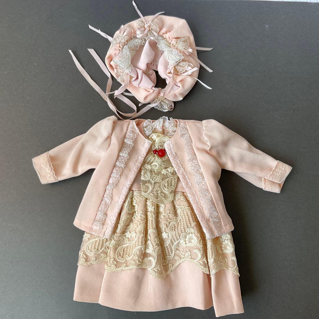 人形用ドレス(豪華なレース付き) 洋人形用洋服とボネセット　和人形にも可愛い服