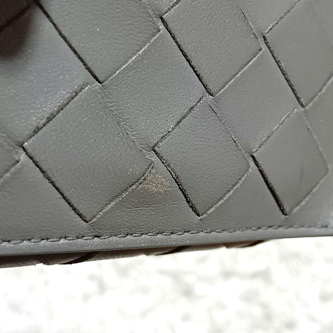 ボッテガヴェネタ　三つ折り財布　レザー　グレー　コンパクトウォレット