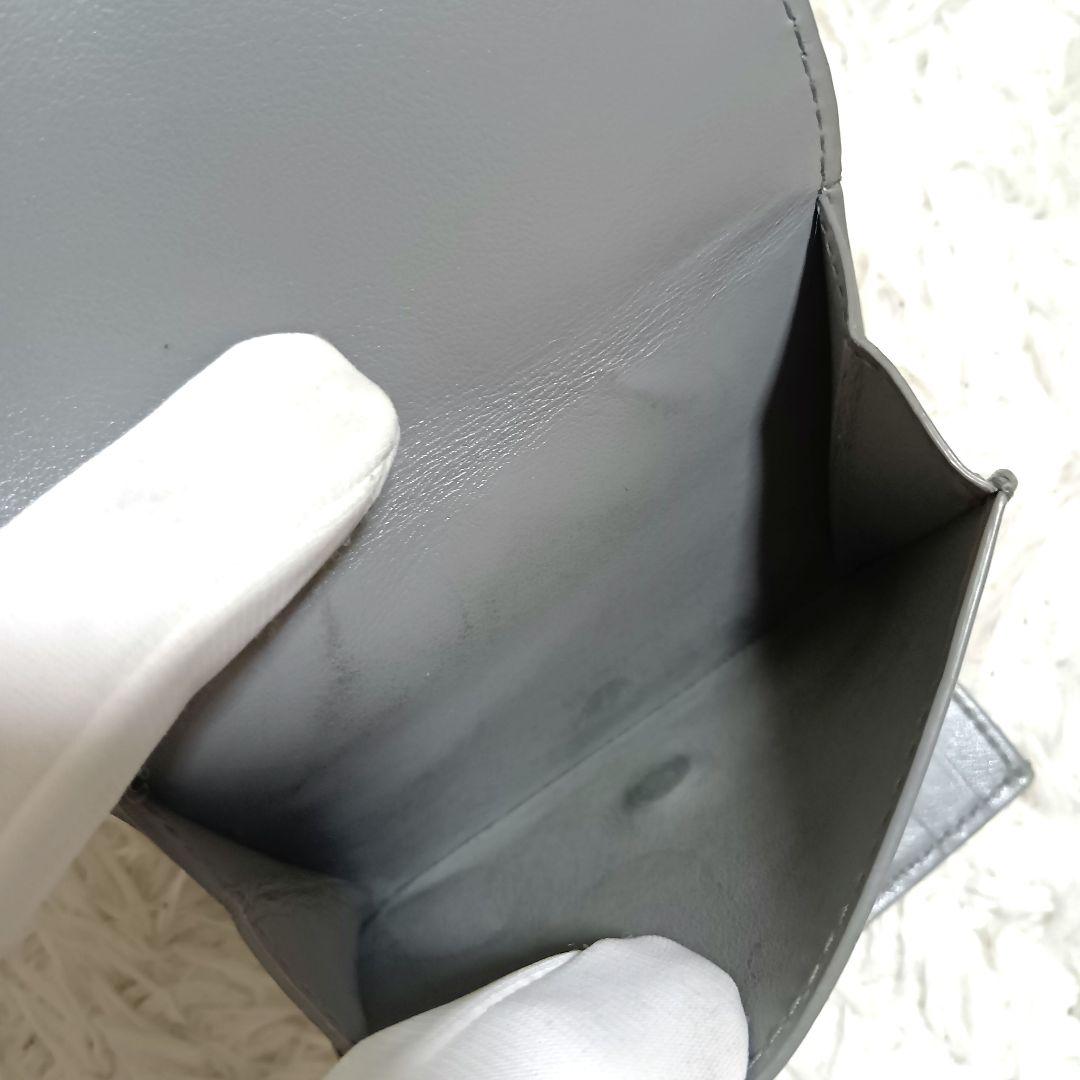 ボッテガヴェネタ　三つ折り財布　レザー　グレー　コンパクトウォレット