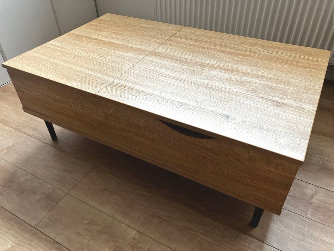 美品　ニトリ　昇降リビングテーブル　収納引き出し付き　ローテーブル　北欧　木目