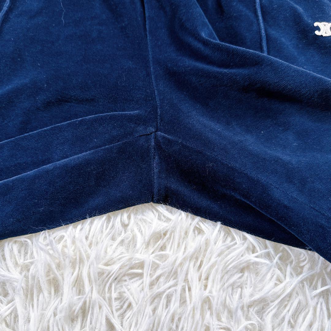 【極美品】CELINE トリオンフ トラックパンツ ベロア サイドライン 紺