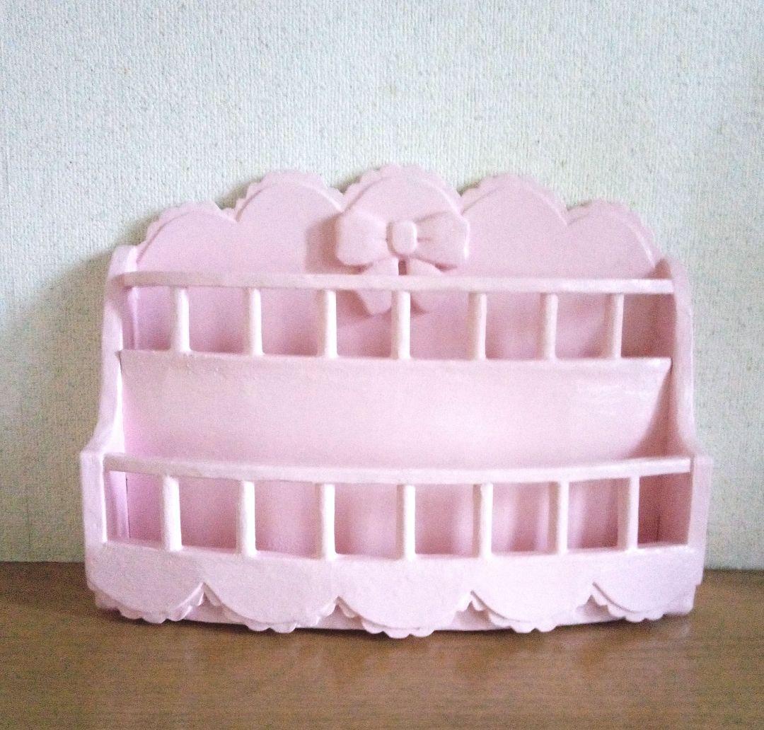 ろい　アンティーク調リボン付きレターラック