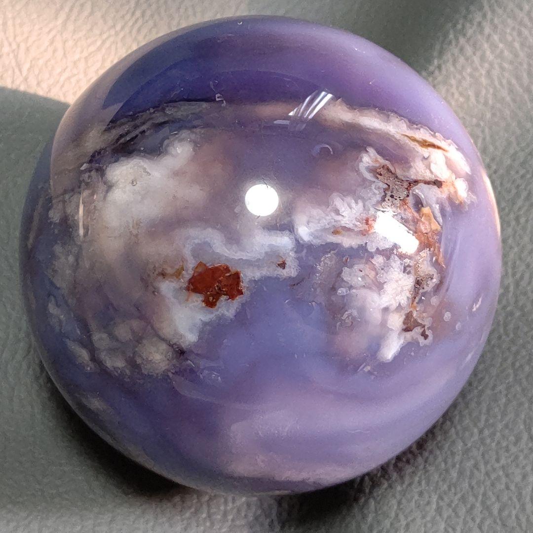 ブルー桜瑪瑙　サイズ7cm　スフィア　天然石✧　大きめ　 台座付き no0824